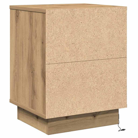 vidaXL Bedside Cabinet with LED Lights Artisan Oak 39x34,5x50 cm