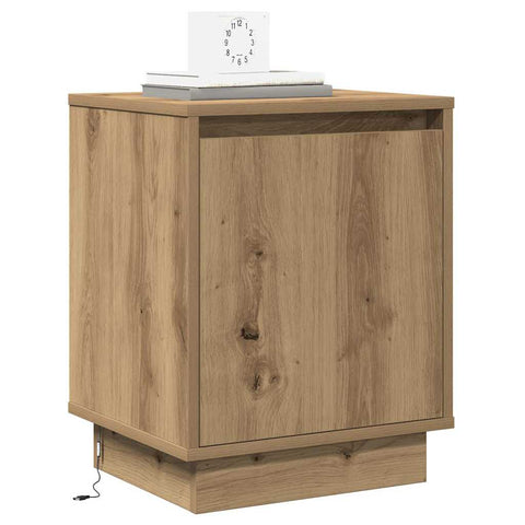 vidaXL Bedside Cabinet with LED Lights Artisan Oak 39x34,5x50 cm