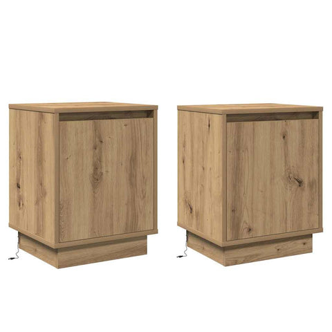 vidaXL Bedside Cabinets with LED Lights 2 pcs Artisan Oak 39x34,5x50 cm