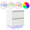 vidaXL Bedside Cabinet with LED Lights White 39x34.5x50 cm