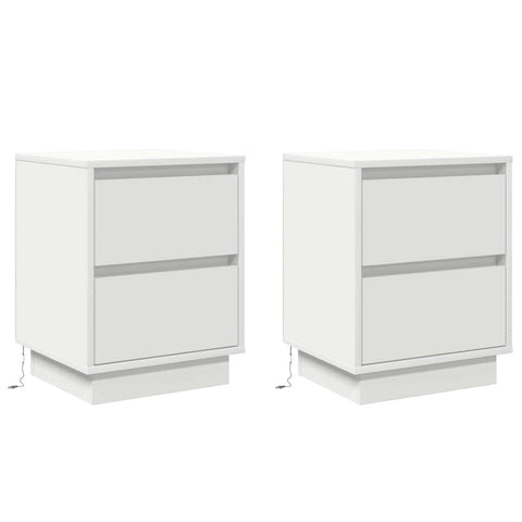 vidaXL Bedside Cabinets with LED Lights 2 pcs White 39x34.5x50 cm