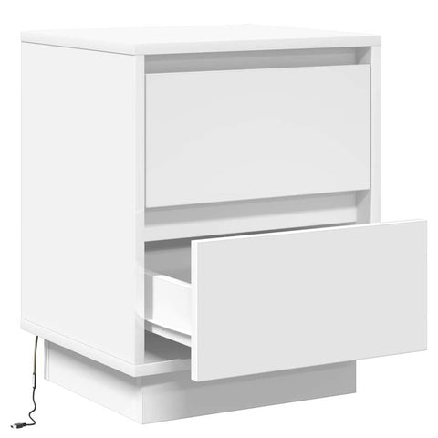 vidaXL Bedside Cabinets with LED Lights 2 pcs White 39x34.5x50 cm