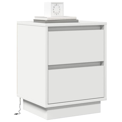 vidaXL Bedside Cabinets with LED Lights 2 pcs White 39x34.5x50 cm