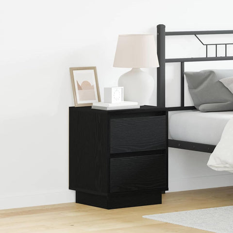 vidaXL Bedside Cabinets with LED Lights 2 pcs Black 39x34.5x50 cm