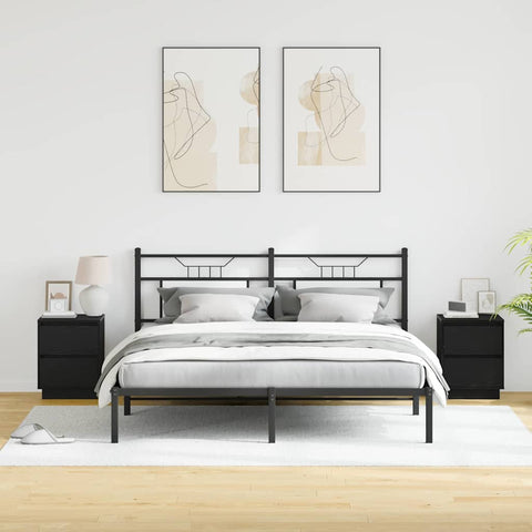 vidaXL Bedside Cabinets with LED Lights 2 pcs Black 39x34.5x50 cm