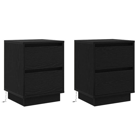 vidaXL Bedside Cabinets with LED Lights 2 pcs Black 39x34.5x50 cm