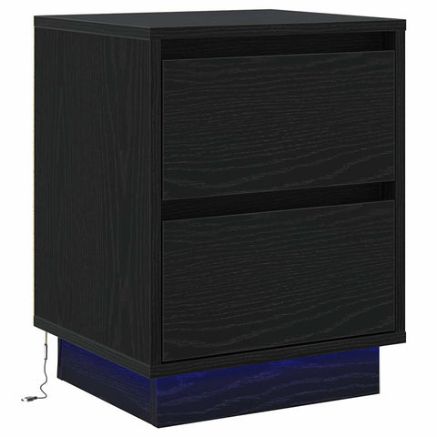 vidaXL Bedside Cabinets with LED Lights 2 pcs Black 39x34.5x50 cm
