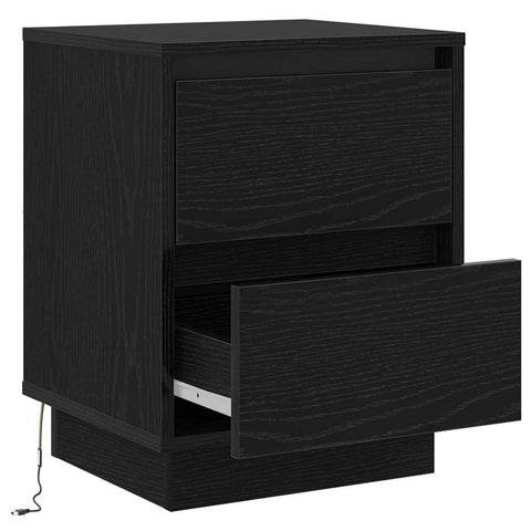 vidaXL Bedside Cabinets with LED Lights 2 pcs Black 39x34.5x50 cm