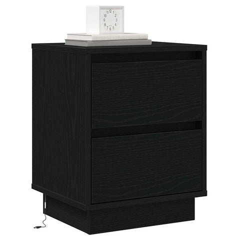 vidaXL Bedside Cabinets with LED Lights 2 pcs Black 39x34.5x50 cm