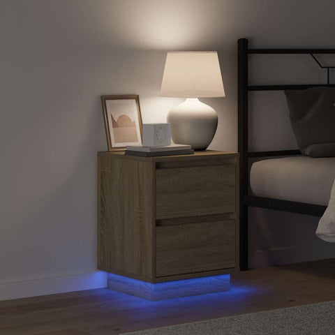 vidaXL Bedside Cabinet with Drawer 2 pcs Sonoma oak 39 x 34.5 x 50 cm