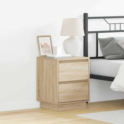 vidaXL Bedside Cabinets with LED Lights 2 pcs Sonoma Oak 39x34.5x50 cm