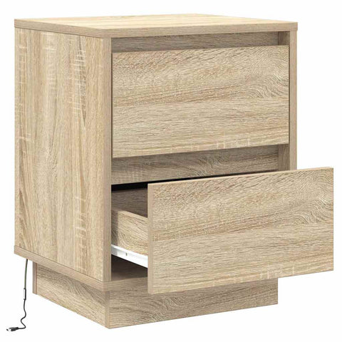 vidaXL Bedside Cabinets with LED Lights 2 pcs Sonoma Oak 39x34.5x50 cm