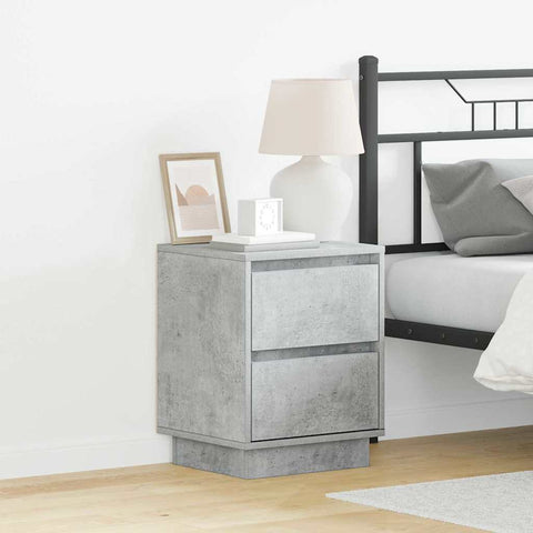 vidaXL Bedside Cabinet with LED Lights Concrete Grey 39x34.5x50 cm