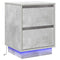 vidaXL Bedside Cabinet with LED Lights Concrete Grey 39x34.5x50 cm