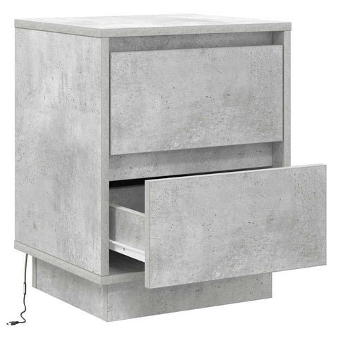 vidaXL Bedside Cabinet with LED Lights Concrete Grey 39x34.5x50 cm