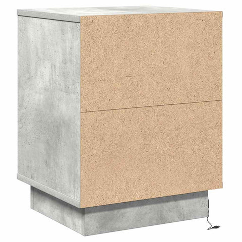 vidaXL Bedside Cabinet with LED Lights Concrete Grey 39x34.5x50 cm