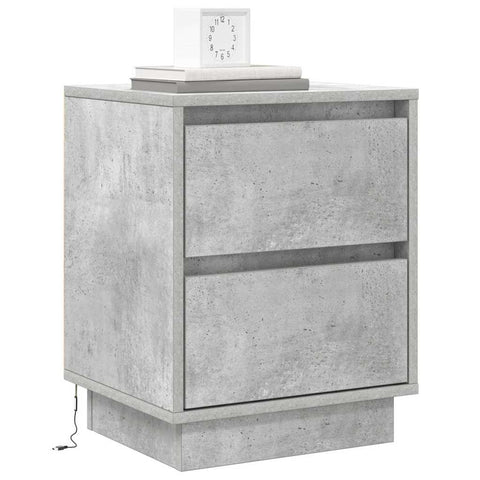 vidaXL Bedside Cabinet with LED Lights Concrete Grey 39x34.5x50 cm