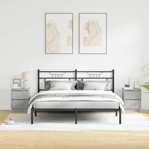 vidaXL Bedside Cabinets with LED Lights 2 pcs Concrete Grey 39x34.5x50 cm