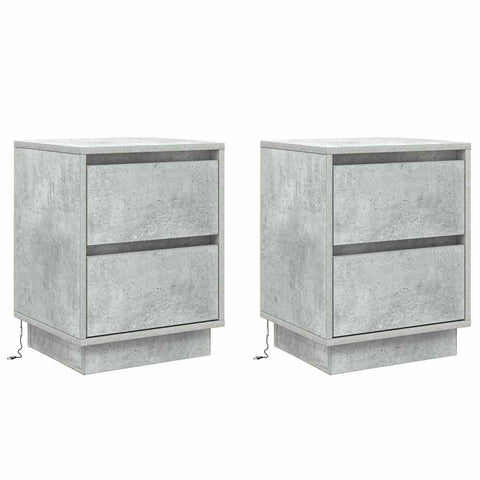 vidaXL Bedside Cabinets with LED Lights 2 pcs Concrete Grey 39x34.5x50 cm