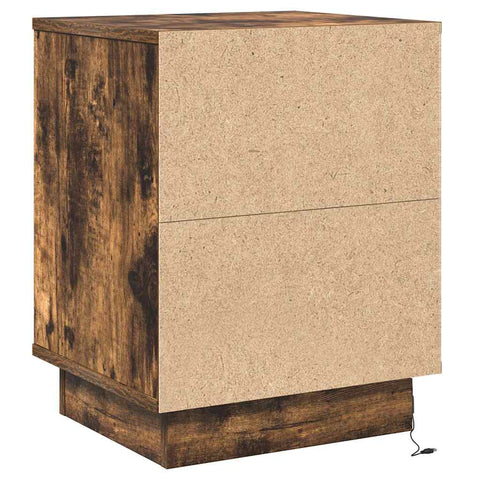 vidaXL Bedside Cabinet with LED Lights Smoked Oak 39x34.5x50 cm