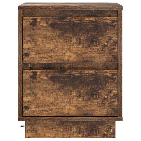 vidaXL Bedside Cabinet with LED Lights Smoked Oak 39x34.5x50 cm