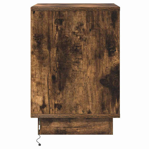 vidaXL Bedside Cabinet with LED Lights Smoked Oak 39x34.5x50 cm