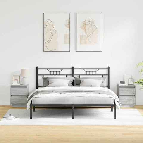 vidaXL Bedside Cabinets with LED Lights 2 pcs Grey Sonoma 39x34.5x50 cm
