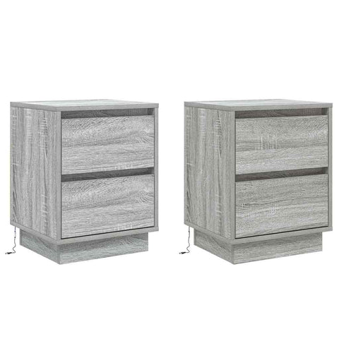 vidaXL Bedside Cabinets with LED Lights 2 pcs Grey Sonoma 39x34.5x50 cm