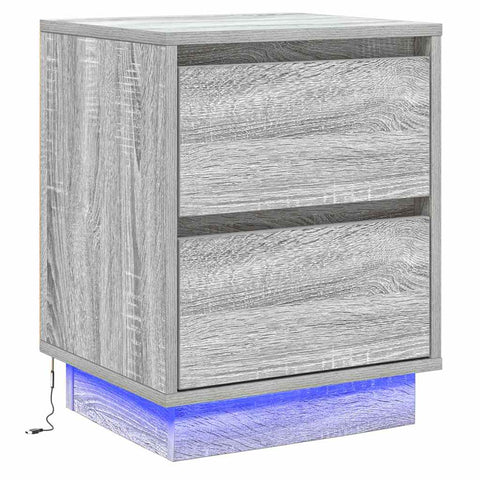 vidaXL Bedside Cabinets with LED Lights 2 pcs Grey Sonoma 39x34.5x50 cm