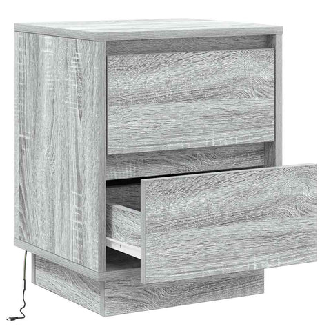 vidaXL Bedside Cabinets with LED Lights 2 pcs Grey Sonoma 39x34.5x50 cm