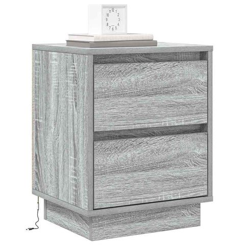vidaXL Bedside Cabinets with LED Lights 2 pcs Grey Sonoma 39x34.5x50 cm