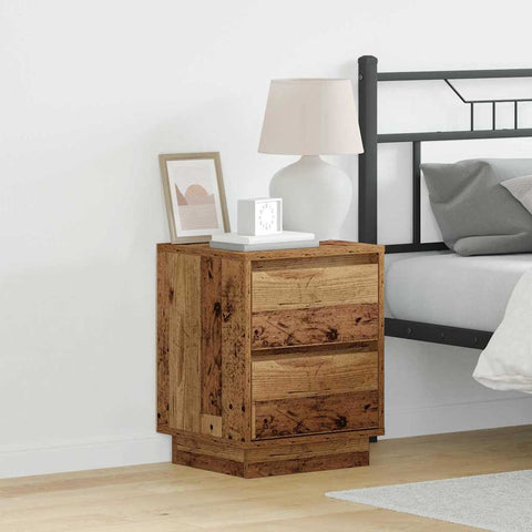 vidaXL Bedside Cabinets with LED Lights 2 pcs Old Wood 39x34.5x50 cm