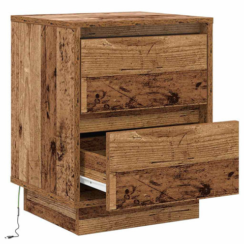 vidaXL Bedside Cabinets with LED Lights 2 pcs Old Wood 39x34.5x50 cm