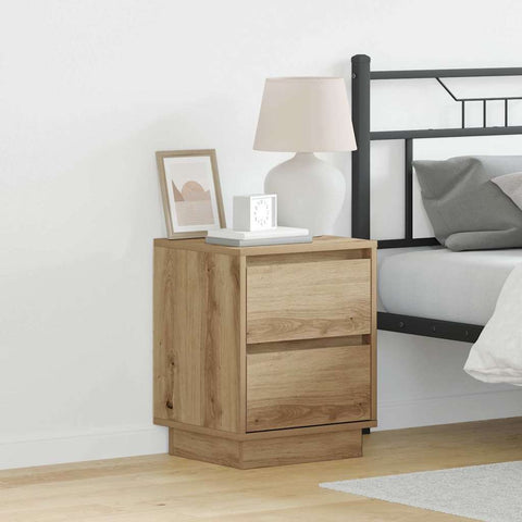 vidaXL Bedside Cabinet with LED Lights Artisan Oak 39x34.5x50 cm