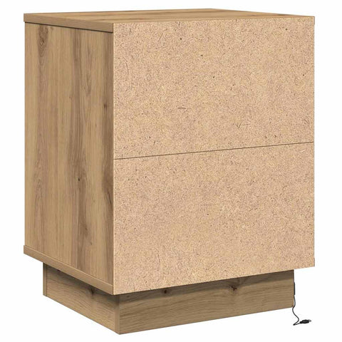 vidaXL Bedside Cabinet with LED Lights Artisan Oak 39x34.5x50 cm