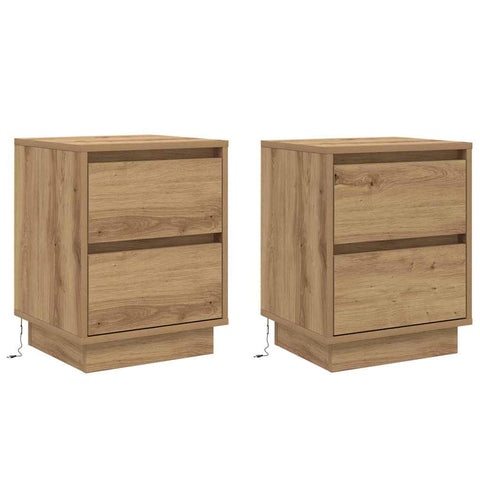 vidaXL Bedside Cabinets with LED Lights 2 pcs Artisan Oak 39x34.5x50 cm