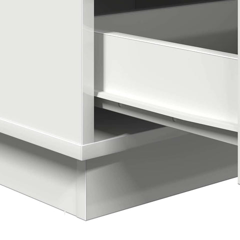 vidaXL Bedside Cabinet with LED White 39x34.5x65 cm Engineered Wood