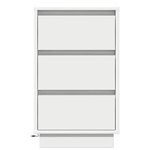 vidaXL Bedside Cabinet with LED White 39x34.5x65 cm Engineered Wood