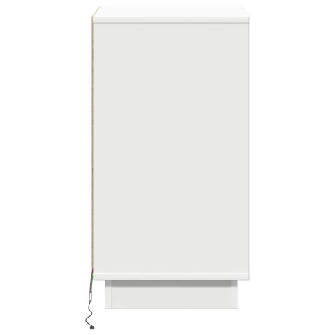 vidaXL Bedside Cabinet with LED White 39x34.5x65 cm Engineered Wood