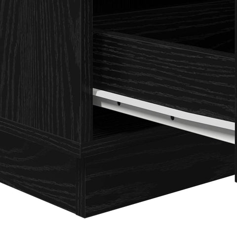 vidaXL Bedside Cabinet with LED Black Oak 39x34.5x65 cm Engineered Wood