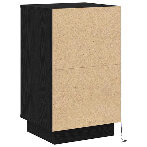 vidaXL Bedside Cabinet with LED Black Oak 39x34.5x65 cm Engineered Wood