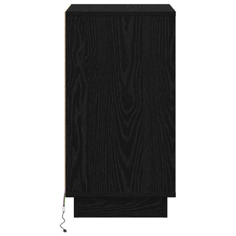 vidaXL Bedside Cabinet with LED Black Oak 39x34.5x65 cm Engineered Wood