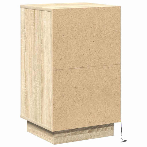 vidaXL Bedside Cabinet with LED Sonoma Oak 39x34,5x65 cm Engineered Wood