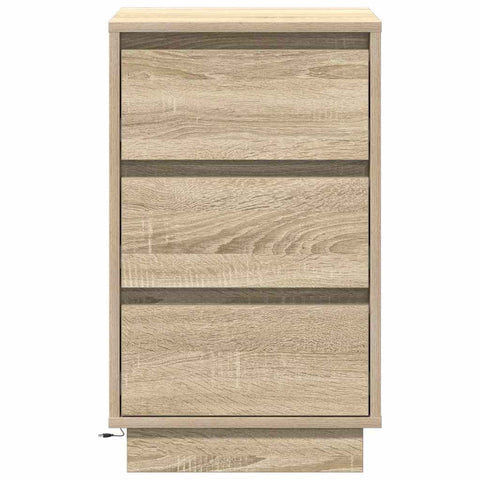 vidaXL Bedside Cabinet with LED Sonoma Oak 39x34,5x65 cm Engineered Wood