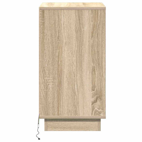 vidaXL Bedside Cabinet with LED Sonoma Oak 39x34,5x65 cm Engineered Wood
