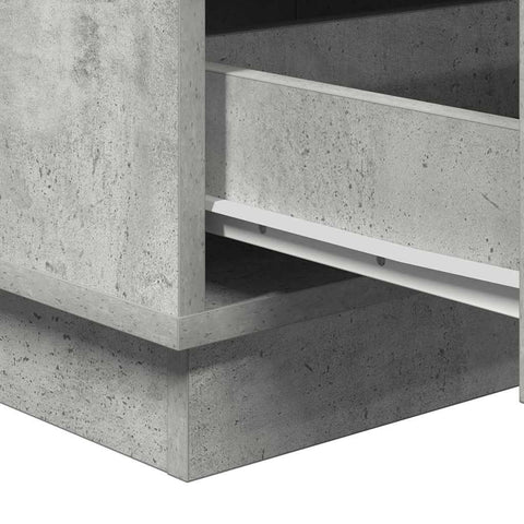vidaXL Bedside Cabinet with LED Concrete Grey 39x34.5x65 cm Engineered Wood