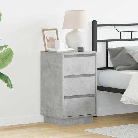 vidaXL Bedside Cabinet with LED Concrete Grey 39x34.5x65 cm Engineered Wood