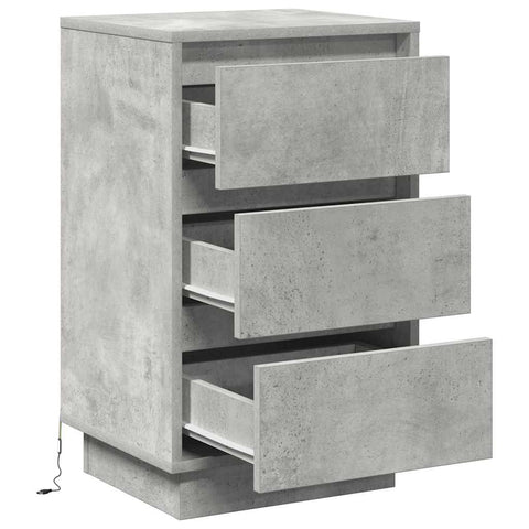 vidaXL Bedside Cabinet with LED Concrete Grey 39x34.5x65 cm Engineered Wood