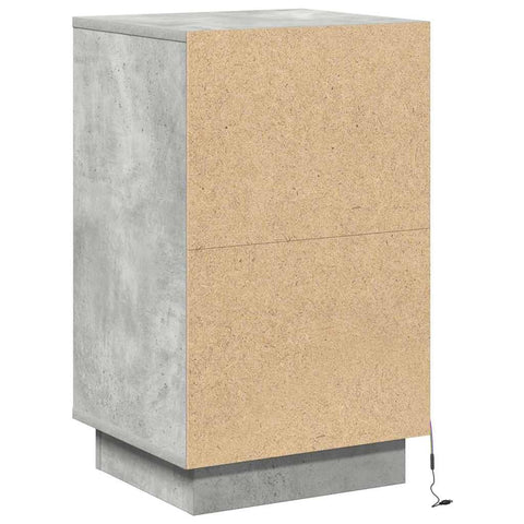 vidaXL Bedside Cabinet with LED Concrete Grey 39x34.5x65 cm Engineered Wood