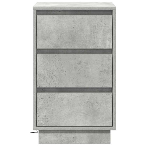 vidaXL Bedside Cabinet with LED Concrete Grey 39x34.5x65 cm Engineered Wood